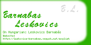 barnabas leskovics business card